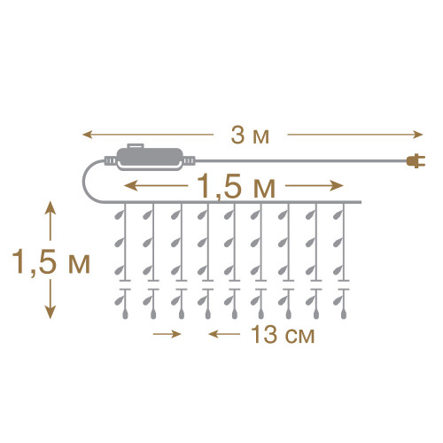 Светодиодный занавес 156 красных LED ламп, 1.5*1.5 м., 220В, 8 режимов, прозрачный провод, Vegas (55080) в Санкт-Петербурге