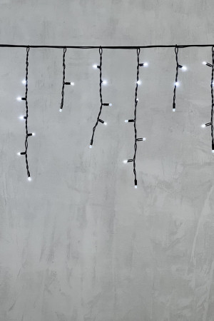 Светодиодная бахрома с колпачком 3,1*0,5 м., 120 белых LED ламп, каучуковый черный провод, LTC (LL120-1-2W)