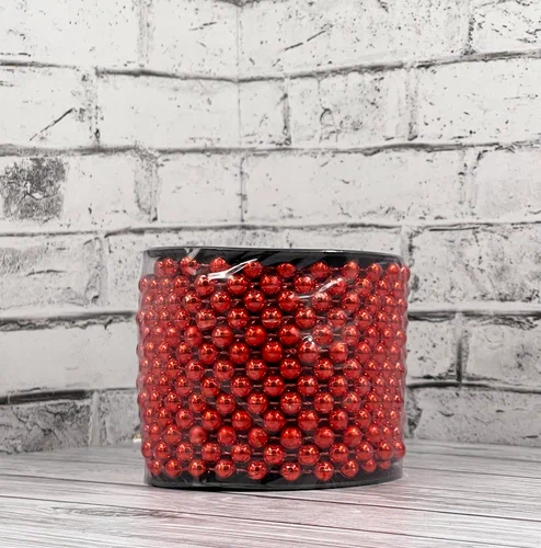 Пластиковые бусы Бисер 8 мм.*10 м., красный, Christmas DeLuxe (87085)