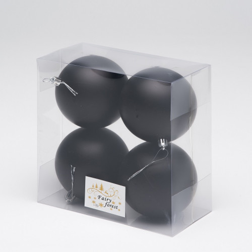 Набор пластиковых шаров Глория 100 мм., черный матовый, 4 шт., ЕлкиТорг (150405)