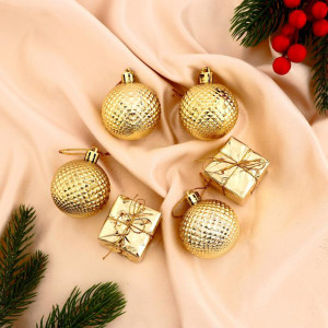 Набор украшений пластик Рассвет 4,5 см., золото, Зимнее Волшебство (3556997)            