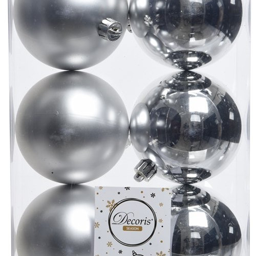 Набор пластиковых шаров Парис 80 мм, серебро, 6 шт, Kaemingk (022051)