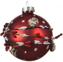 Набор стеклянных шаров  Рождественская ветвь 80 мм, красный, 3 шт, Kaemingk (060906)