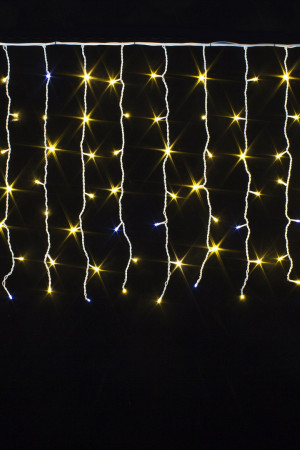 Светодиодный занавес с мерцающим диодом 5*0.7 м., 350 теплых белых LED ламп, белый провод, Winner Light (ww.03.6W.350+)