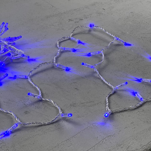 Светодиодная гирлянда с колпачком 100 синих LED ламп 10 м., 24В., прозрачный провод ПВХ, IP65, LTC (PST100CAP-10-1B)