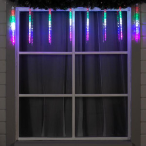 Гирлянда Сосульки рифленые 2.5×0.42 м., IP65, прозрачная нить, 288 мульти LED с эффектом стекания, 12 В., Luazon Lighting (5248348)