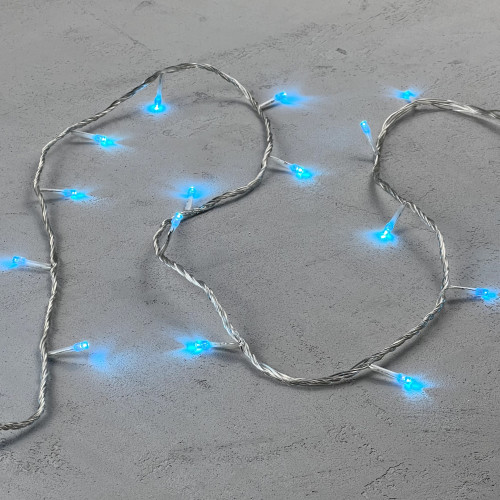 Светодиодная гирлянда с возможностью динамики 20 м., 200 небесно-голубых LED ламп, 24V., прозрачный силиконовый провод, IP65, Beauty Led (EST200-3W10-1SB)