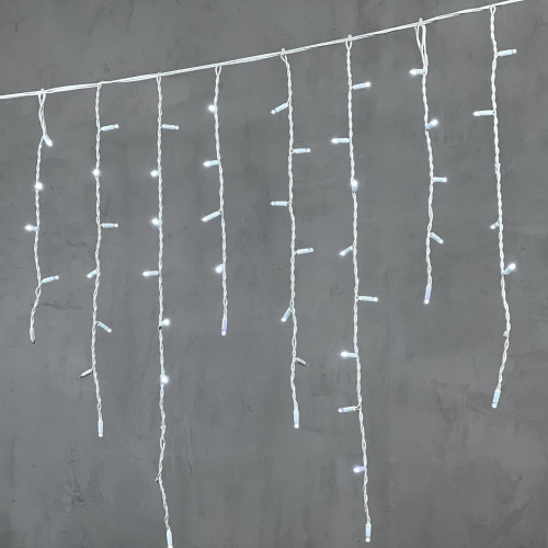 Светодиодная бахрома с колпачком 3,2*0,9 м., 168 холодных белых LED ламп, мерцание, каучуковый белый провод, LTC (LL168BLW-8-2W)