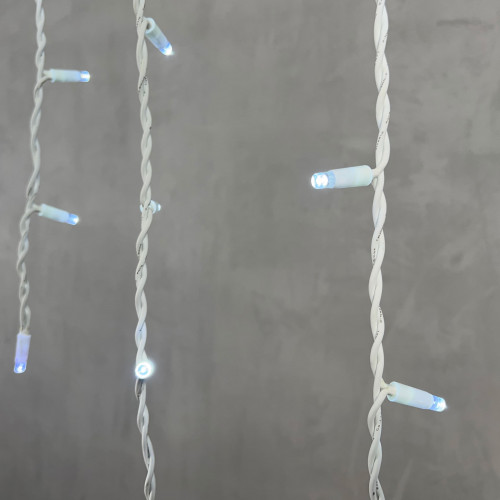 Светодиодная бахрома с колпачком 3,2*0,9 м., 168 холодных белых LED ламп, мерцание, каучуковый белый провод, LTC (LL168BLW-8-2W)