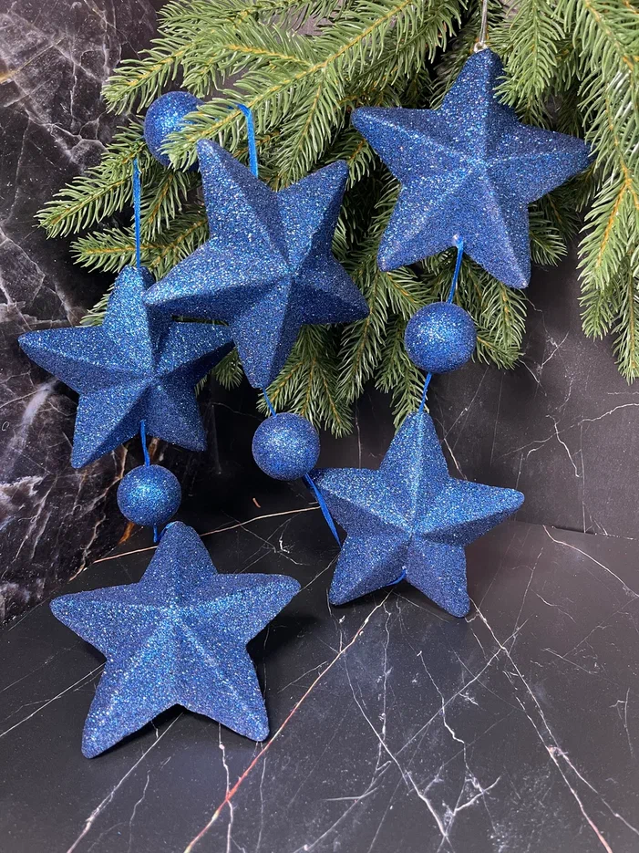 Гирлянда Звездопад 104 см., диаметр 13 см., синяя, пенопласт, Christmas DeLuxe (89427) 