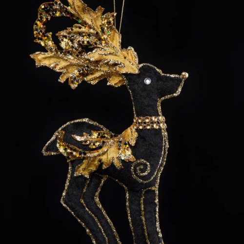 Винтажное украшение Королевский Олень 15х28 см., черный с золотом, Christmas DeLuxe (89014)