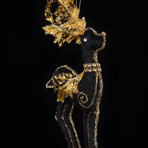 Винтажное украшение Королевский Олень 15х28 см., черный с золотом, Christmas DeLuxe (89014)