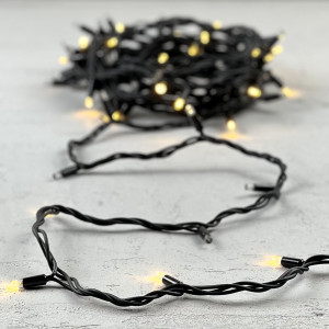 Светодиодная гирлянда Sealed с супер - мерцанием 10 м., 220V ., 75 теплых белых LED ламп, черный каучук, LTC (LL75ABL-1-2WW)