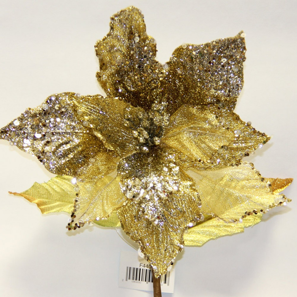 Цветок декоративный Пуансетия золото (F4405)