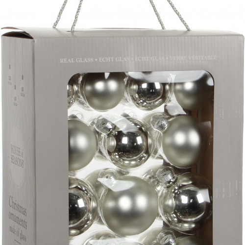 Набор стеклянных шаров 70 мм, цвет серебряный, 26 шт в упаковке, House of seasons (83179)