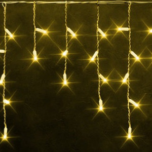 Светодиодная бахрома 3*0.5 м., 220V, 112 желтых LED ламп, герметичный колпачок, статического свечения,белый резиновый провод, Rich LED (RL-i3*0.5-RW/Y)