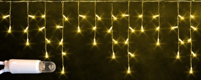 Светодиодная бахрома 3*0.5 м., 220V, 112 желтых LED ламп, герметичный колпачок, статического свечения,белый резиновый провод, Rich LED (RL-i3*0.5-RW/Y)