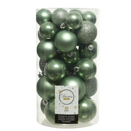 Набор пластиковых шаров Стиль mix, цвет шалфея, 30 шт., Kaemingk (022908) в Санкт-Петербурге