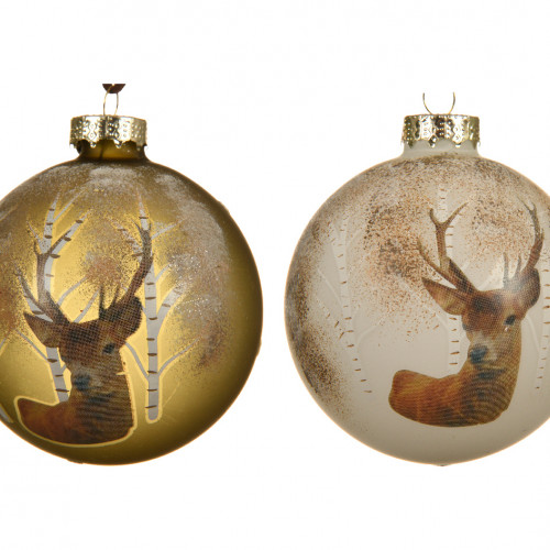 Набор стеклянных шаров Лесной Олень 80 мм., белый, 3 шт., Kaemingk (060197/1)