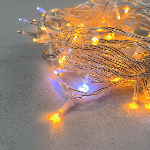 Светодиодная нить 100 желтых LED ламп с мерцанием, 10 м., 24В., прозрачный провод ПВХ, LTC (PST100BLW-10-1Y)