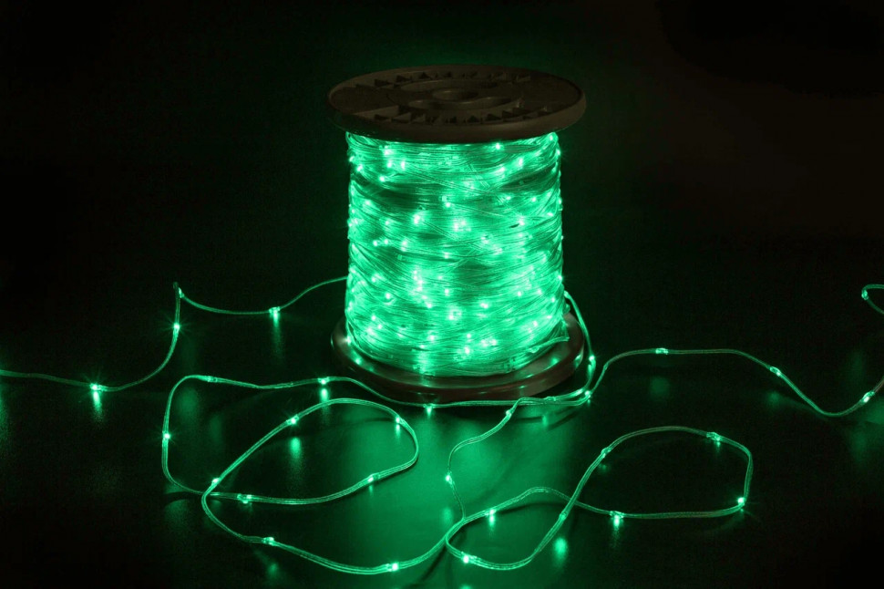 Светодиодная гирлянда "Краса" 200м, 2000 LED, 24V, зелёная, статика, прозрачный провод ПВХ, Teamprof (TPF-CR200-24V-T/G)