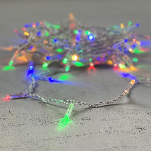 Светодиодная гирлянда с колпачком 100 разноцветных LED ламп 10 м., 24В., прозрачный провод ПВХ, IP65, LTC (PST100CAP-10-1M)