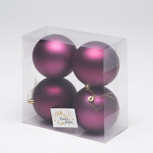 Набор пластиковых шаров Глория 100 мм., бордо матовый, 4 шт., ЕлкиТорг (150407)