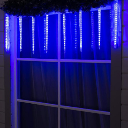 Гирлянда Сосульки рифленые 2.5×0.42 м., IP65, прозрачная нить, 288 синих LED с эффектом стекания, 12 В., Luazon Lighting (5248351)