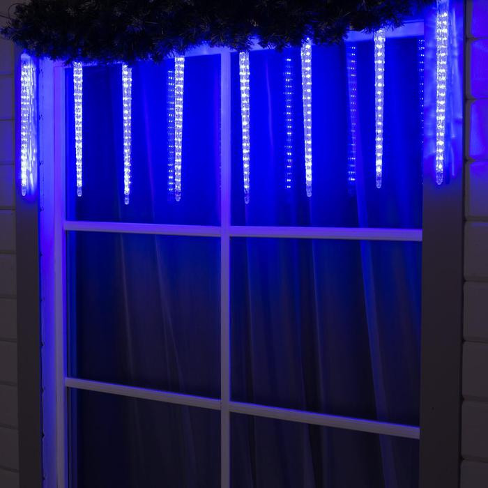 Гирлянда Сосульки рифленые 2.5×0.42 м., IP65, прозрачная нить, 288 синих LED с эффектом стекания, 12 В., Luazon Lighting (5248351) в Белгороде