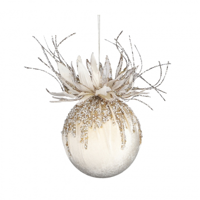 Новогодний шар Фенди 10 см., белый, House of seasons (85510)