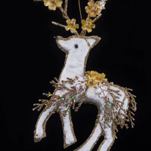 Винтажное украшение Королевский Олень, 15х28 см., кремовый с золотом, Christmas DeLuxe (89015)