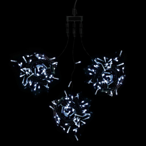 Комплект гирлянд на деревья 60 м., 3 луча по 20 м, 24V, 600 холодных белых LED ламп, черный ПВХ, LTC (KDD600-11-1W)