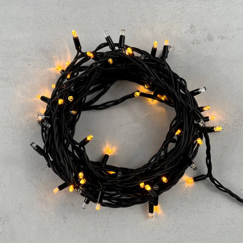 Светодиодная гирлянда Sealed с супер - мерцанием 10 м., 220V ., 75 желтых LED ламп, черный каучук, LTC (LL75ABL-1-2Y)