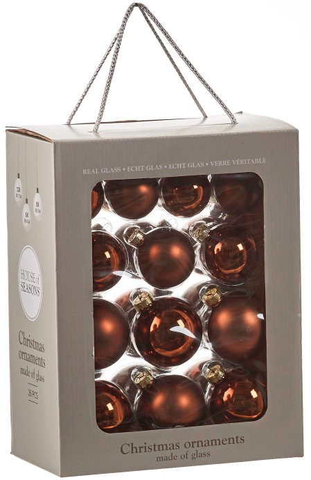 Набор стеклянных шаров 70 мм, цвет коричневый, 26 шт в упаковке, House of seasons (83341) в Ростове-на-Дону