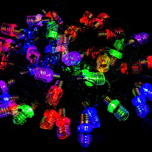 Светодиодная нить Лампочка 8 м., 40 разноцветных LED ламп, зеленый провод, Winner Light (m.01.5G.40+(12))