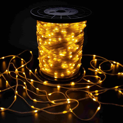 Светодиодная гирлянда &quot;Краса&quot; 200м, 2000 LED, 24V, жёлтая, статика, прозрачный провод ПВХ, Teamprof (TPF-CR200-24V-T/Y)