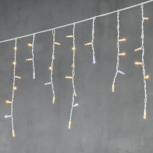 Светодиодная бахрома с колпачком 3,1*0,5 м., 120 теплых белых LED ламп, мерцание, каучуковый белый провод, LTC (LL120BLW-8-2WW)