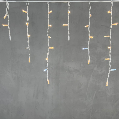 Светодиодная бахрома с колпачком 3,1*0,5 м., 120 теплых белых LED ламп, мерцание, каучуковый белый провод, LTC (LL120BLW-8-2WW)