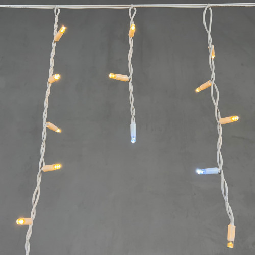 Светодиодная бахрома с колпачком 3,1*0,5 м., 120 теплых белых LED ламп, мерцание, каучуковый белый провод, LTC (LL120BLW-8-2WW)