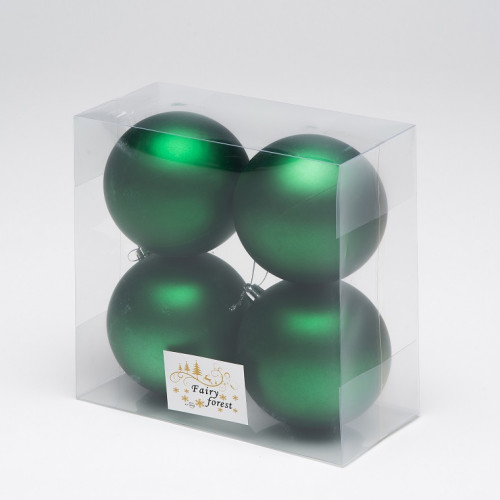 Набор пластиковых шаров Глория 100 мм., зеленый матовый, 4 шт., ЕлкиТорг (150408)