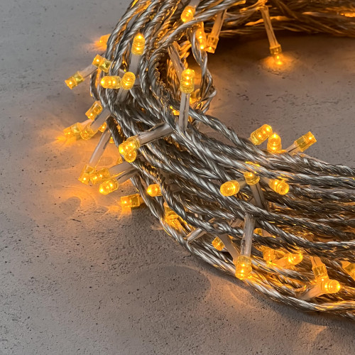 Светодиодная гирлянда с возможностью динамики 20 м., 200 желтых LED ламп, 24V., прозрачный силиконовый провод, IP65, Beauty Led (EST200-3W10-1Y) в Санкт-Петербурге