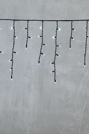 Светодиодная бахрома с колпачком 3,1*0,5 м., 120 холодных белых LED ламп, мерцание, каучуковый черный провод, LTC (LL120BLW-1-2W)