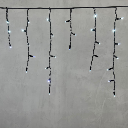 Светодиодная бахрома с колпачком 3,1*0,5 м., 120 холодных белых LED ламп, мерцание, каучуковый черный провод, LTC (LL120BLW-1-2W)