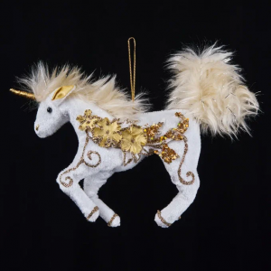 Винтажное украшение Сказочный Единорог 15х28 см., золото, Christmas DeLuxe (89018)