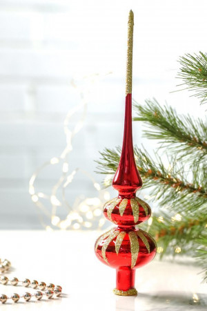 С2329/1 Елочная макушка Капель 25,5 см, красный, Ёлочка