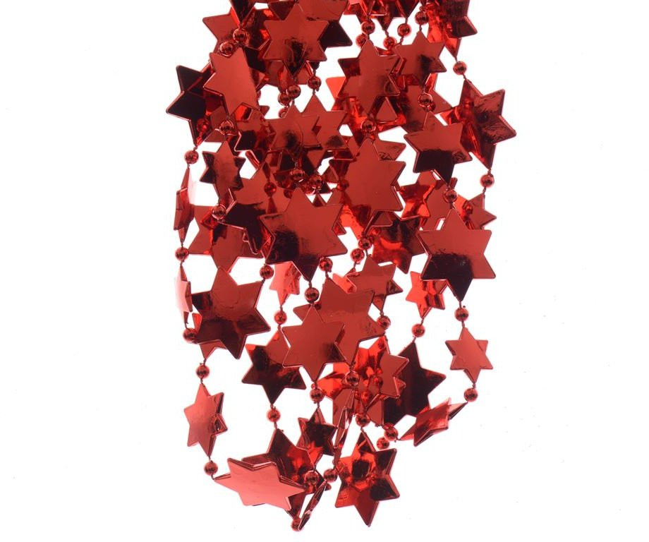 Бусы пластиковые Звезды 270 см красные, Kaemingk (000466) в Казани