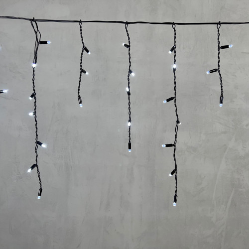  Светодиодная бахрома с колпачком 3,1*0,5 м., 120 холодных белых LED ламп, черный провод ПВХ, IP65, LTC (PIL120CAP-11-2W) 