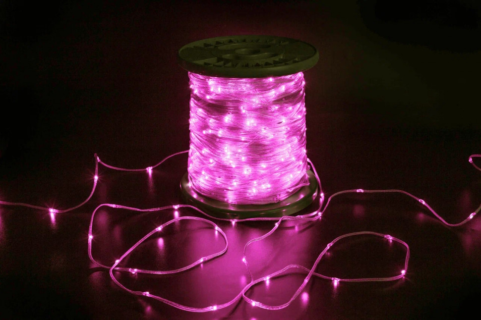 Светодиодная гирлянда "Краса" 200м, 2000 LED, 24V, розовая, статика, прозрачный провод ПВХ, Teamprof (TPF-CR200-24V-T/P)