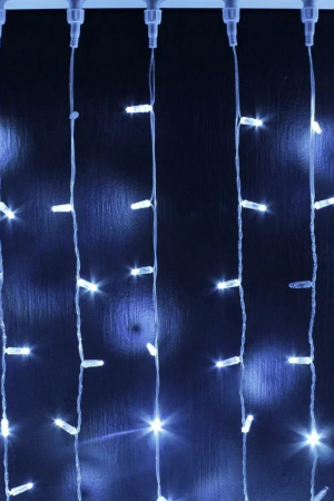 Светодиодный занавес 600 холодных белых LED ламп, 2*3 м., мерцание, прозрачный провод ПВХ, Teamprof (TPF-C2*3F-CT/W)