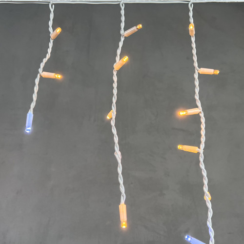 Светодиодная бахрома с колпачком 3,1*0,5 м., 120 экстра теплых белых LED ламп, мерцание, каучуковый белый провод, LTC (LL120BLW-8-2EWW)